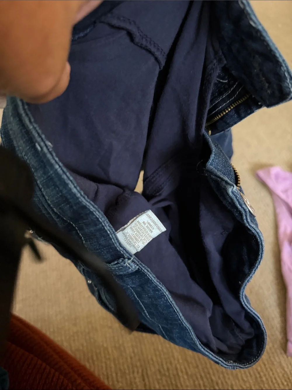 Justice Dark Blue Denim Mini Skirt with Rhinestone Peace Motif